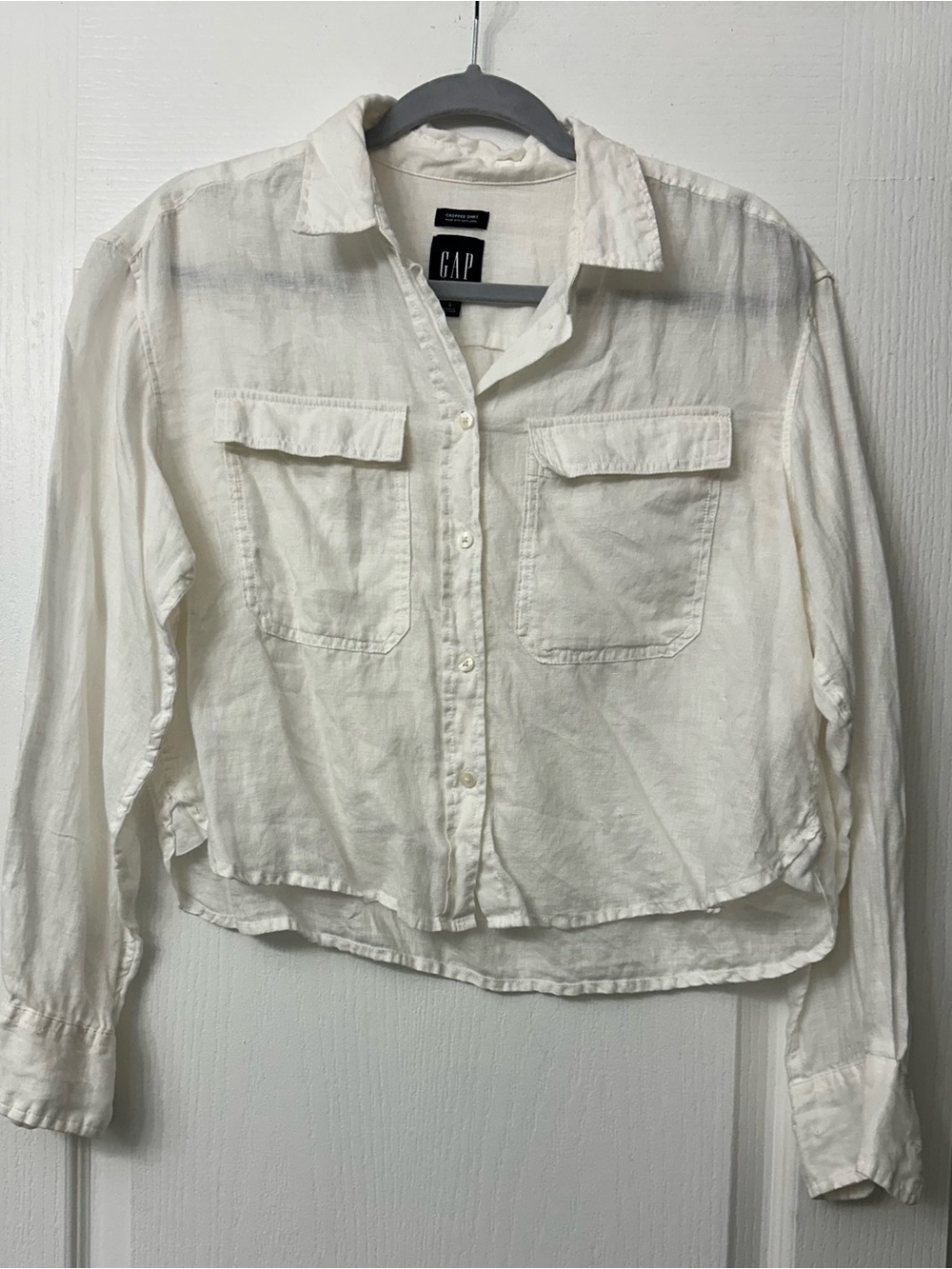 GAP Oversized Button-Down Shirt in Cream